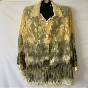 Vintage Button Down Ombre Yellow Shirt